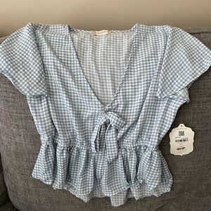Blue and White Plaid Altar’d State Blouse